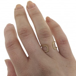 Rope texture double ring in sterling silver and gold-filled