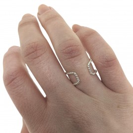 Rope texture double ring in sterling silver and gold-filled