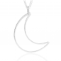 Bold sterling silver moon quarter necklace