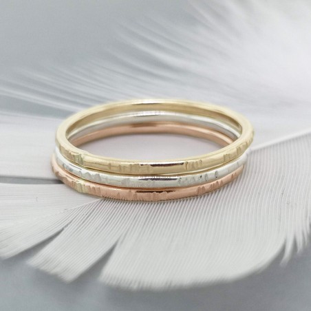 Simple textured stacking ring in sterling silver or gold-filled