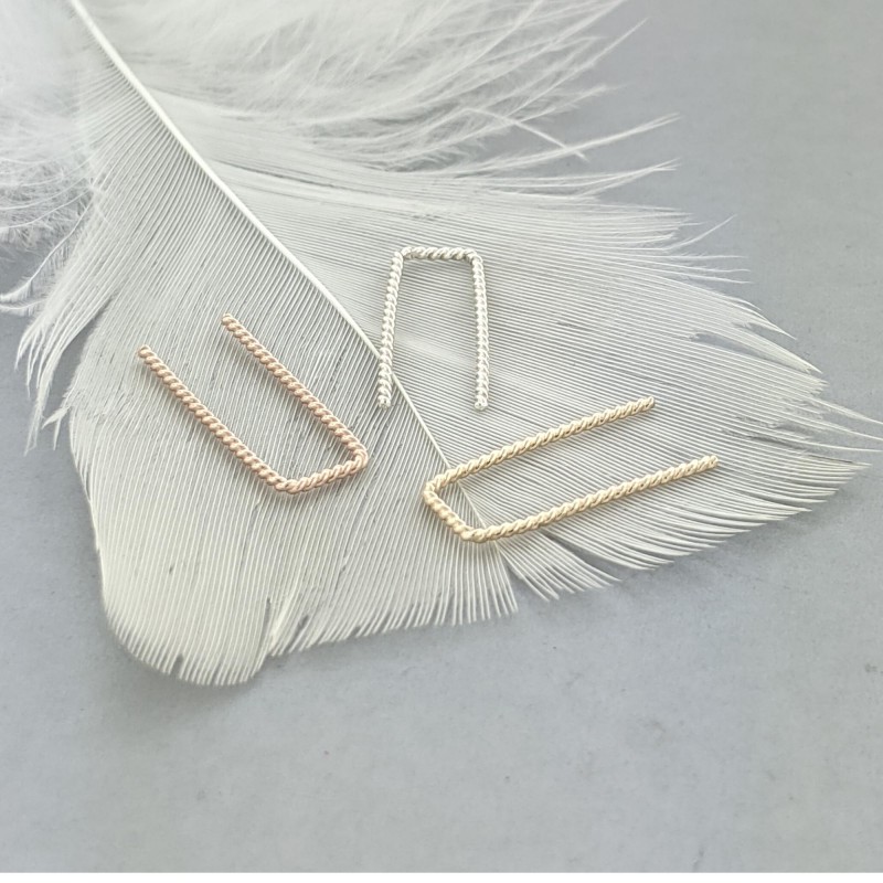 Pair of Rope Staples hoop earrings in sterling silver or gold-filled