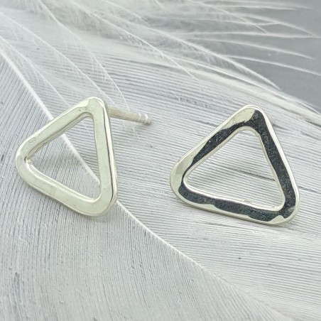 Pair of Sterling silver Triangle stud earrings - Fire Element