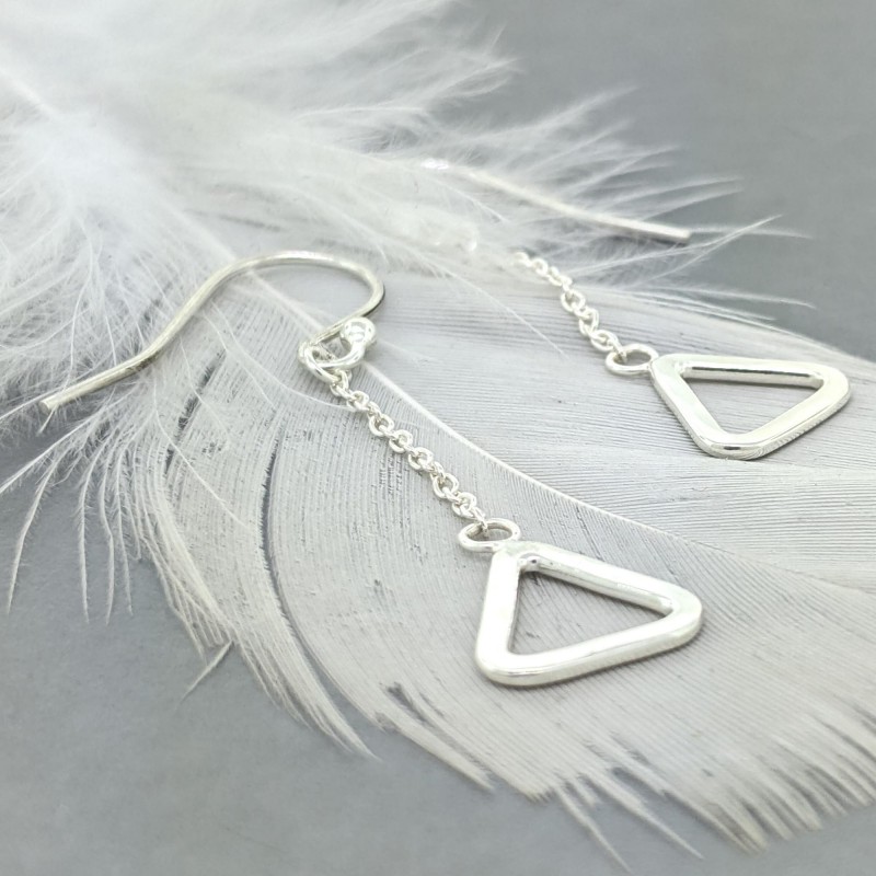 Pair of Sterling silver Triangle dangle earrings - Fire Element