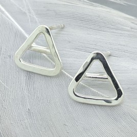 Pair of Sterling silver Triangle stud earrings - Air Element