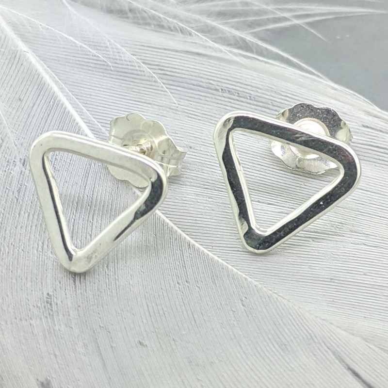 Pair of Sterling silver Triangle stud earrings - Water Element
