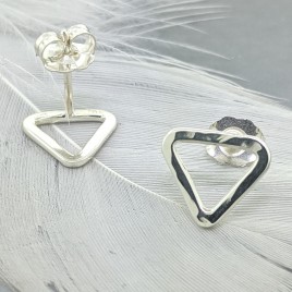 Pair of Sterling silver Triangle stud earrings - Water Element