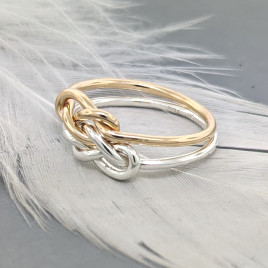 Double figure 8 knot ring in sterling silver and gold-filled
